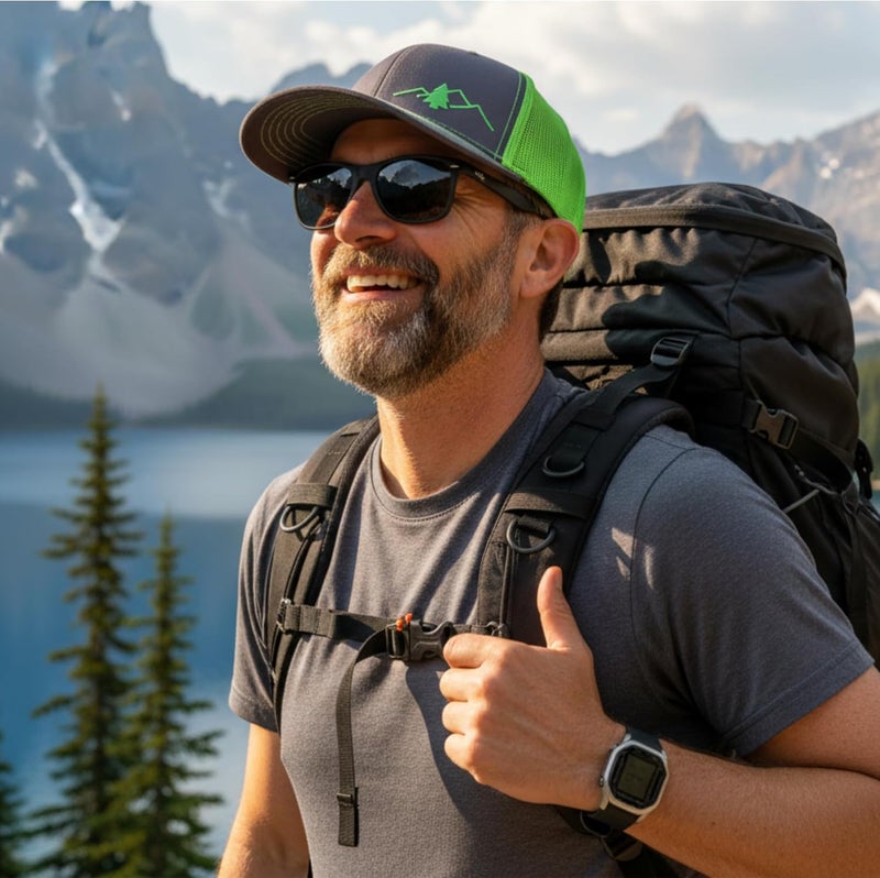 Lindo Trucker Hat [ Great Outdoors Design ] for Men and Women: Mid Profile Cap with Breathable Mesh Back and Adjustable Snap - Image 3